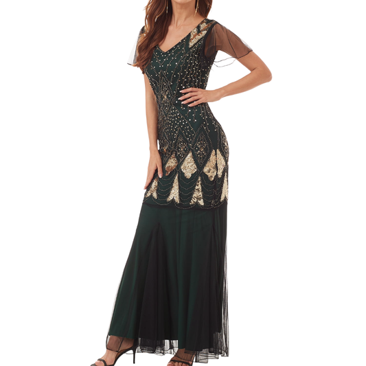 Green Flapper Dress Evening Gown