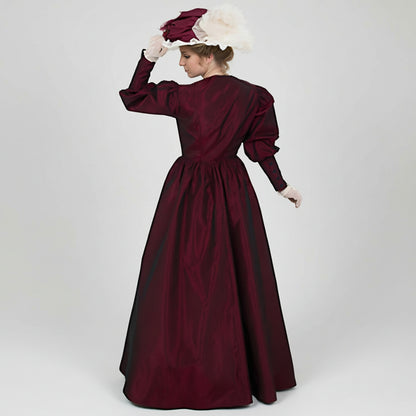 Dickensian Christmas Caroler Puff Sleeve Gown