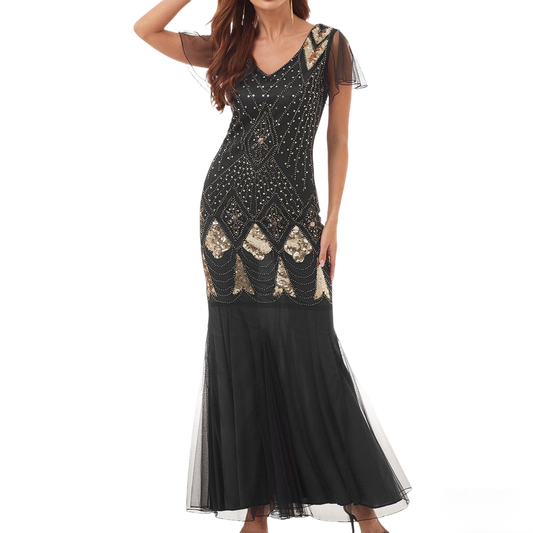 Black Flapper Dress Evening Gown