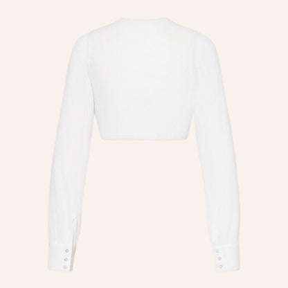 Oktoberfest White Lace Long Sleeve Dirndl Blouse