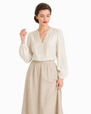 Romantische bestickte Vintage-Bluse