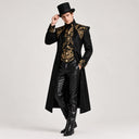Set costume gotico vittoriano da uomo con lungo cappotto nero e oro, 3 pezzi