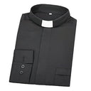 Camisa de sacerdote con cuello de solapa y manga larga
