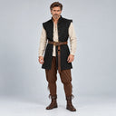 Set da uomo da 4 pezzi da costume da ranger medievale con gilet nero