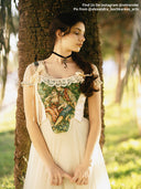 Victorian Painting Corset Lace-up Irregular Hem Vest - Retrorobe