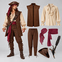 Braune Piratenweste für Herren & Dreispitz 6-teiliges Set