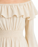 Renaissance-Inspired Off-Shoulder Ruffle Maxi Dress