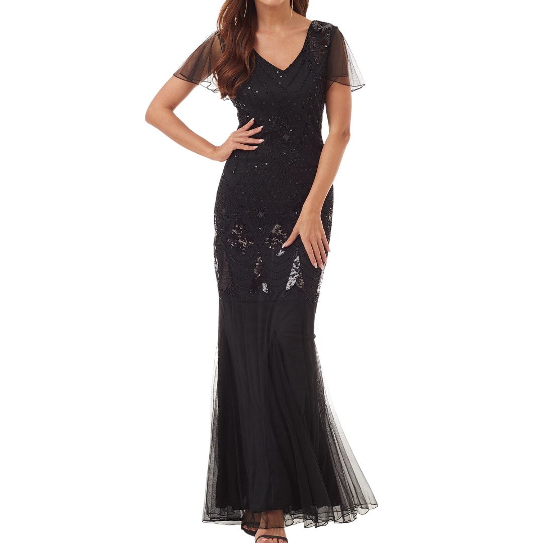 Black Maxi Sequin Evening Gown