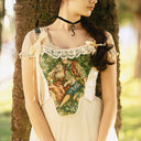 Victorian Painting Corset Lace-up Irregular Hem Vest - Retrorobe