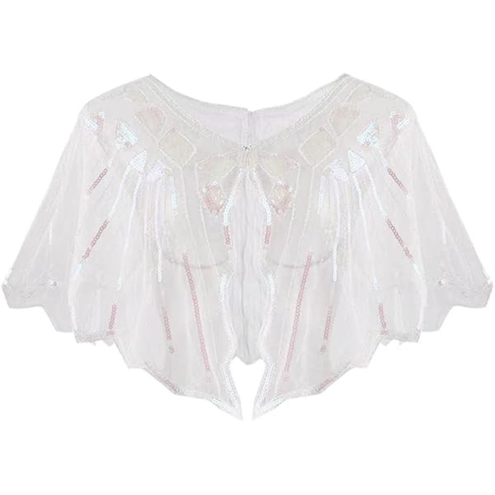 9PCS Beige Gatsby Accessory Set with Sequin Shawl