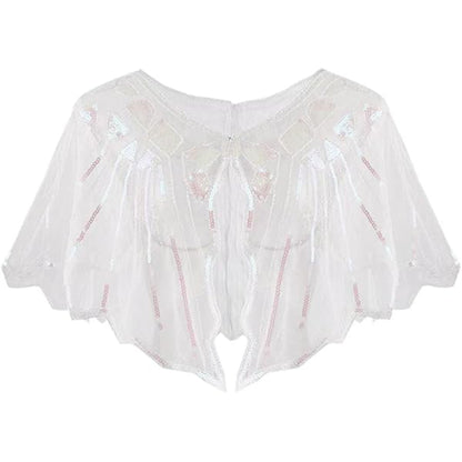 9PCS Beige Gatsby Accessory Set with Sequin Shawl