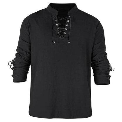 Viking Celtic Medieval Style Lace-up Design Shirt