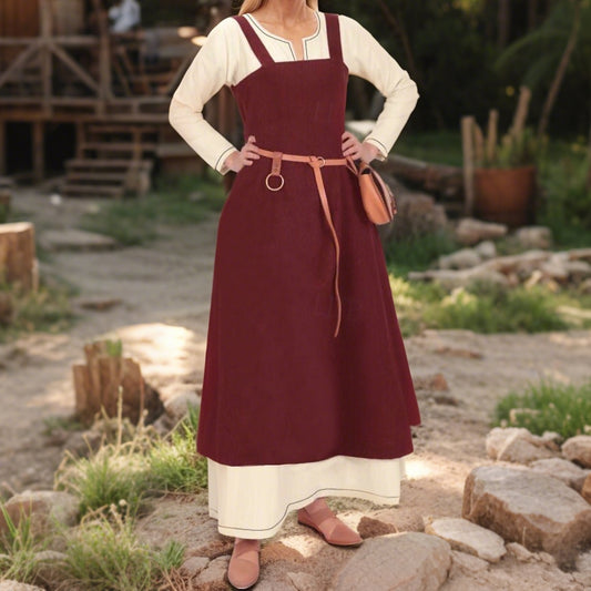 Medieval Viking Apron Overdress Tunic Set Dress