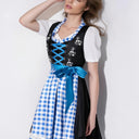 Oktoberfest Gingham Floral Dirndl Dress Set with Apron and Blouse - Retrorobe