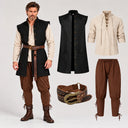 Set da uomo da 4 pezzi da costume da ranger medievale con gilet nero