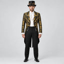 Set costume steampunk da uomo con marsina nera e oro, 4 pezzi