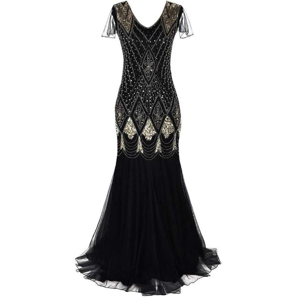 Art Deco Beaded Gown with Accessories Set