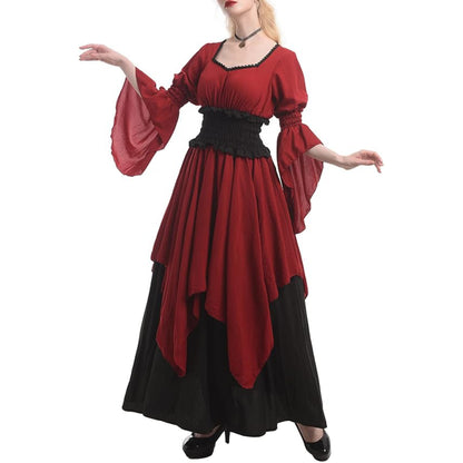 Robe rouge rétro vintage victorienne pour femme