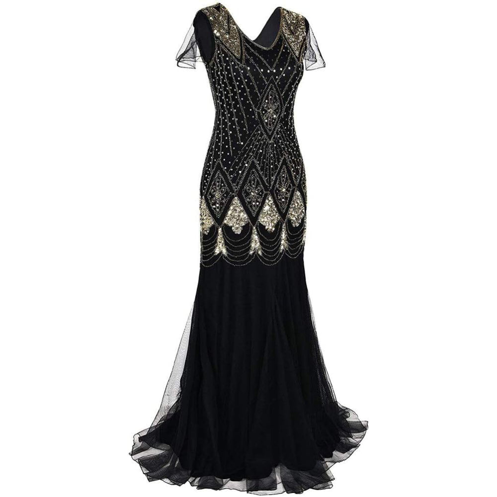 Art Deco Beaded Gown with Accessories Set