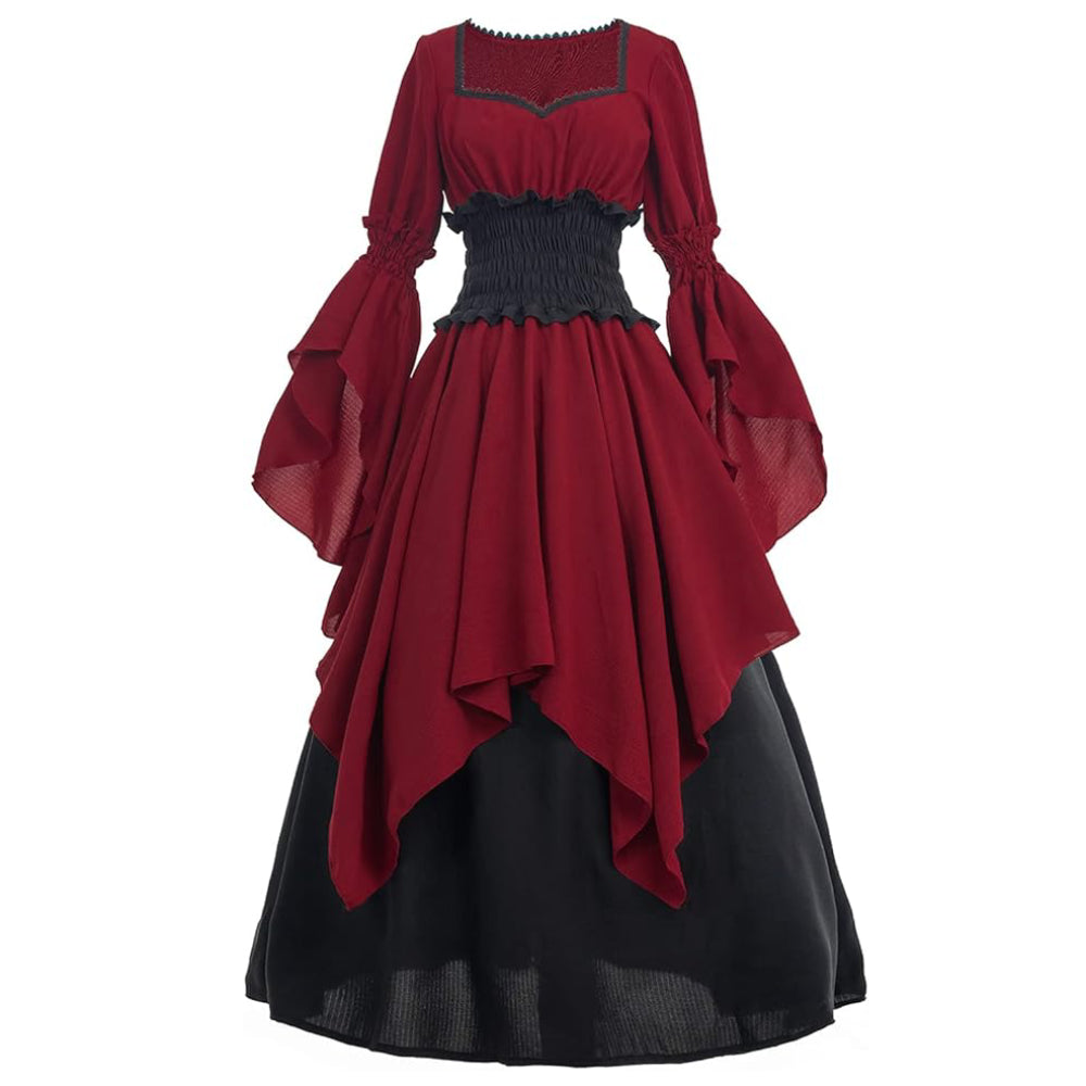 Robe rouge rétro vintage victorienne pour femme