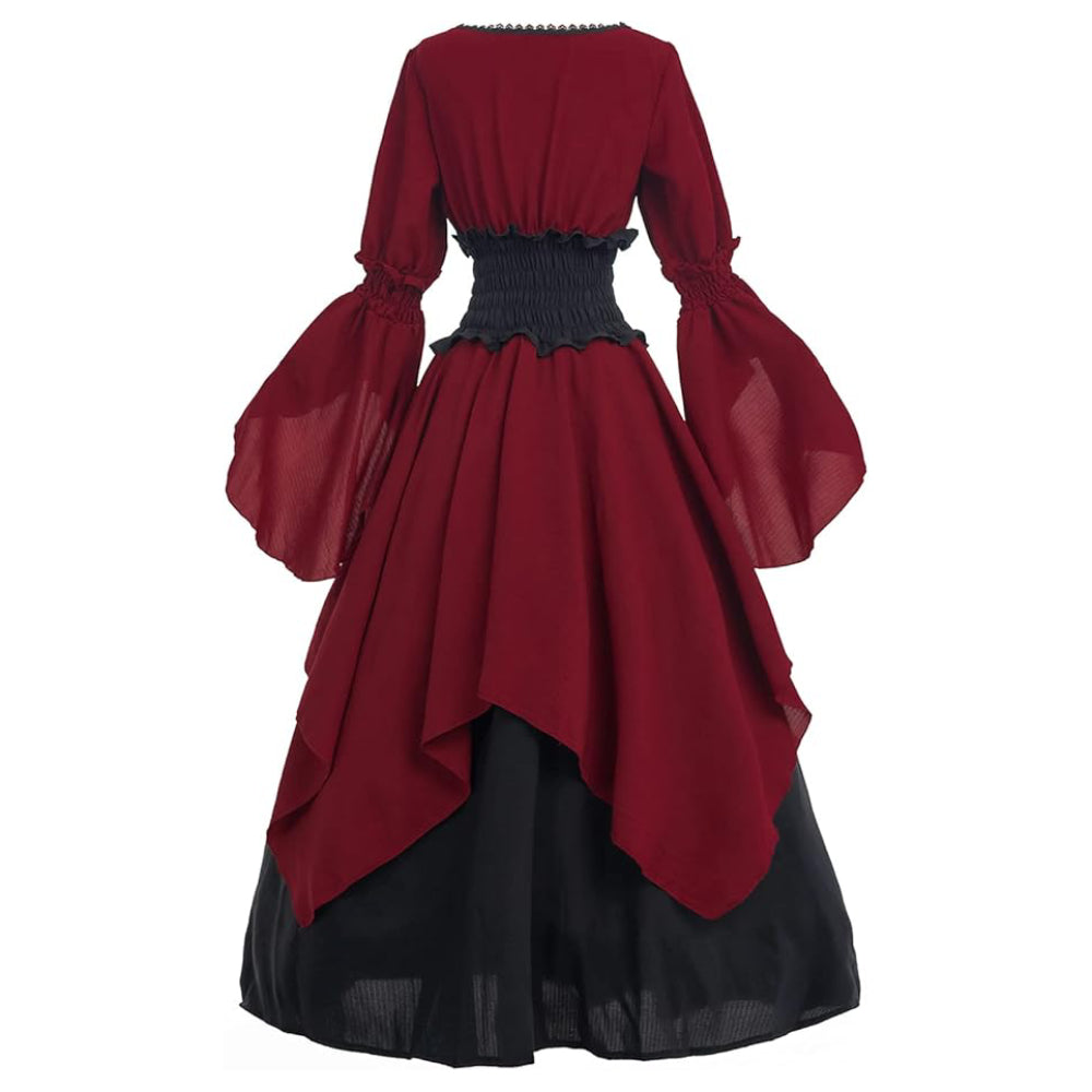 Robe rouge rétro vintage victorienne pour femme