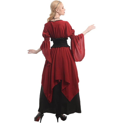 Robe rouge rétro vintage victorienne pour femme