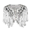 Ensemble d'accessoires Gatsby beige 9 pièces avec châle à sequins