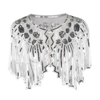 9PCS Beige Gatsby Accessory Set with Sequin Shawl