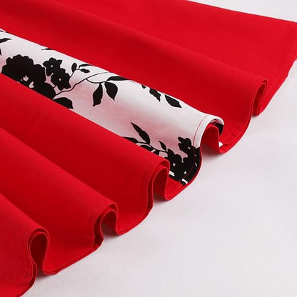 Women's 1950s Floral Patchwork Lapel Collar Sleeveless A-Line Tea Party Dress