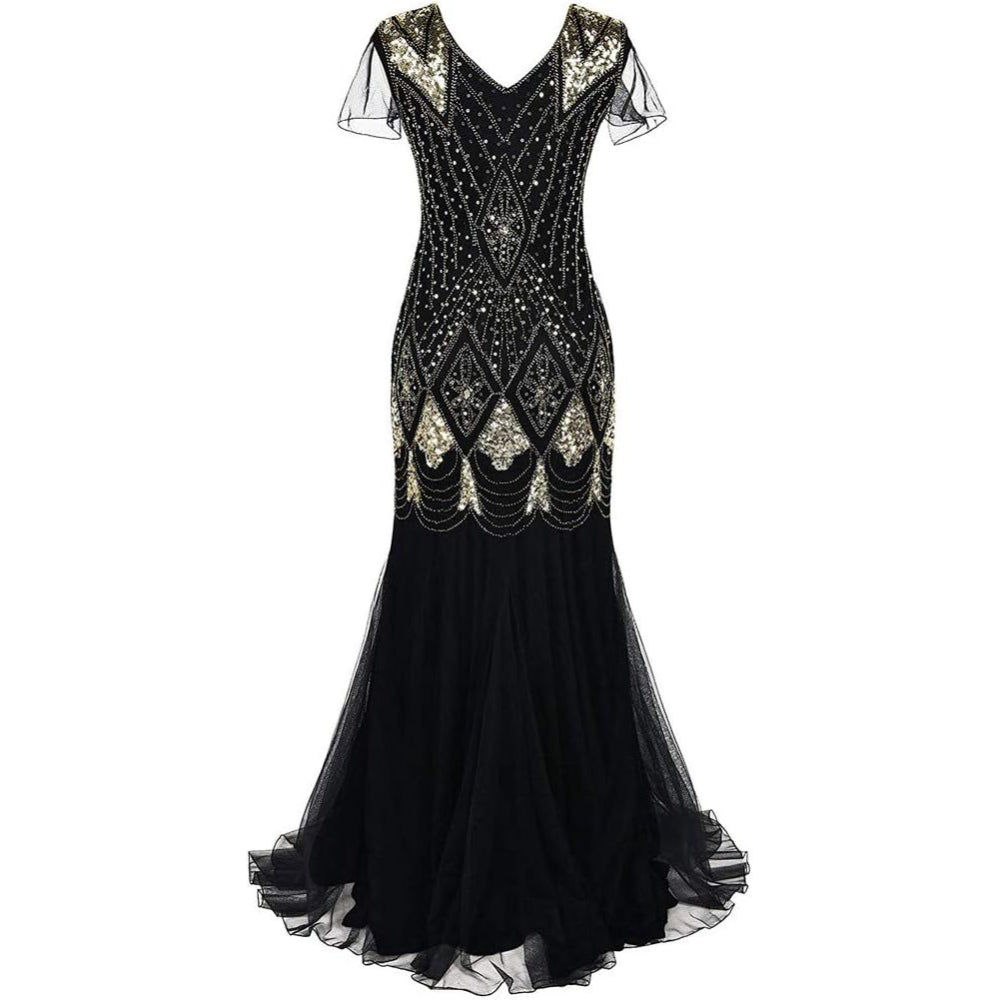 Art Deco Beaded Gown with Accessories Set