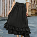 Gothic Adjustable Elastic Waist Ruffle Cake Maxi Skirt - Retrorobe