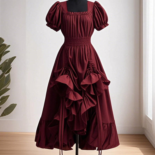 Ruffled Retro Style Women's Medieval Renaissance Dress