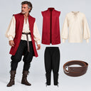 Men's Burgundy Renaissance Vest 4-Piece Costume Set