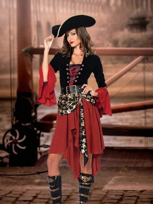 Gothic Pirate Captain Outfit with Hat and Belt