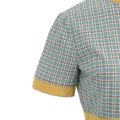 Women's 1950s Plaid Checkered Bow Tie Neck Swing Dress