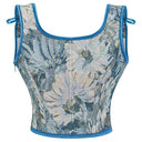 Floral Lace-up Front Vest U-Back Corset - Retrorobe