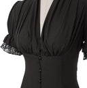 Victorian Pleated Shirt Lace Up Work Blouse - Retrorobe