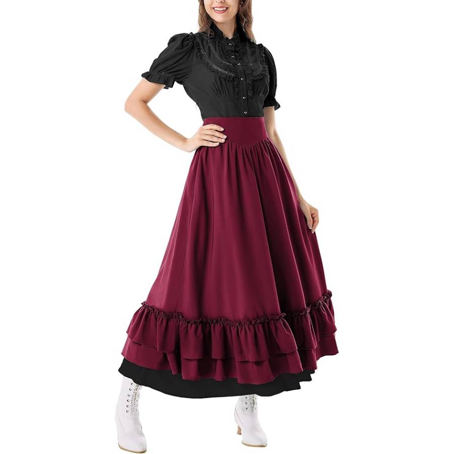 Mittelalterlicher Renaissance-Maxirock im Punk- und Gothic-Stil 