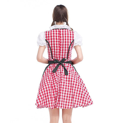 Oktoberfest Green & Red Dirndl with Apron