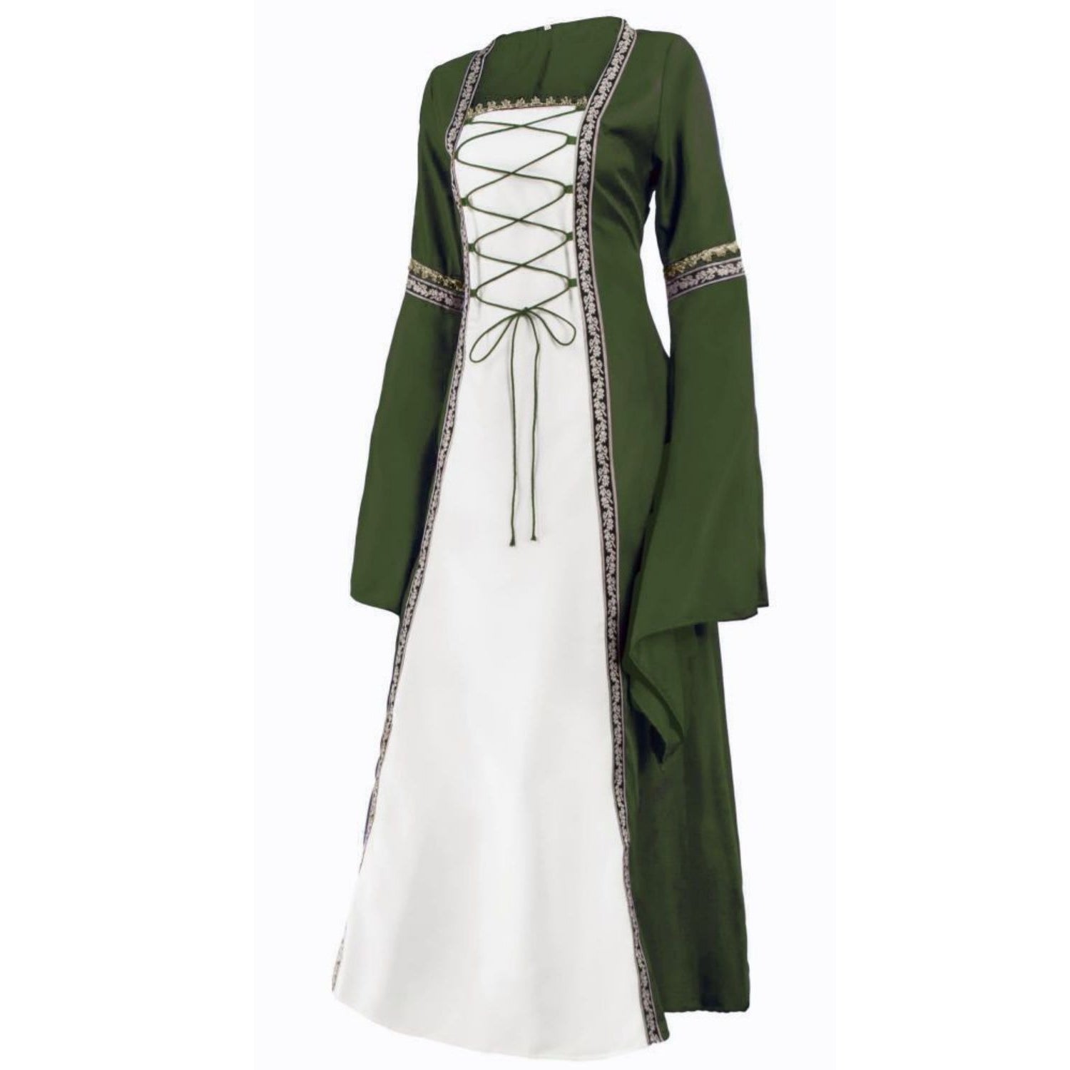 plus size green medieval dress Enjoytime Wedding Guest Dresses for Women Vintage Patchwork High Waisted Plus Size Maxi Dress Halloween Medieval Gothic Clothes
