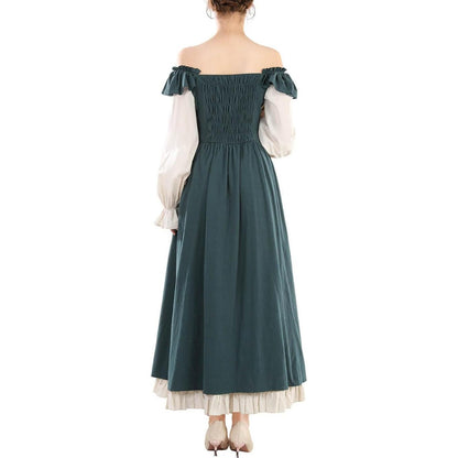 Robe Renaissance Cottagecore à manches longues et bordure à volants
