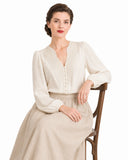 Romantische bestickte Vintage-Bluse