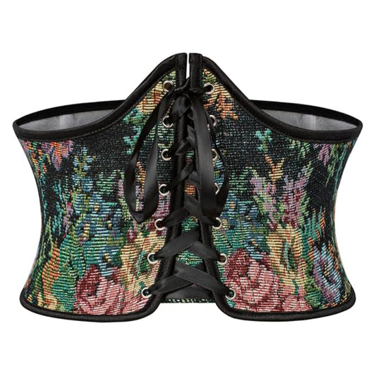 Retro Lace-up Waistband Zip-up Back Belt