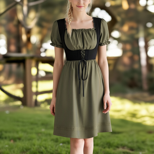 Renaissance Puff Sleeve Knee-Length Dress