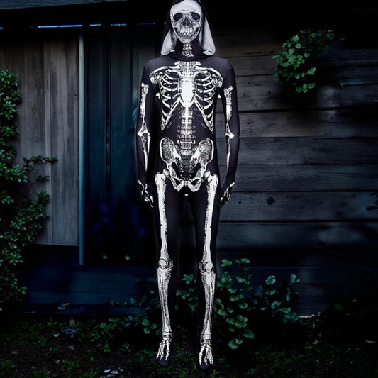 Skeleton Full Body Hooded Jumpsuit