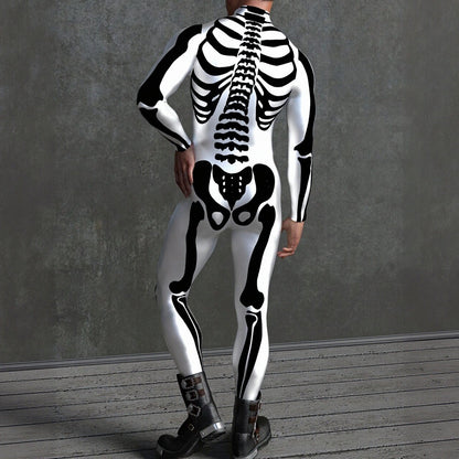 Men's White Skeleton Skull Costume Bodysuits