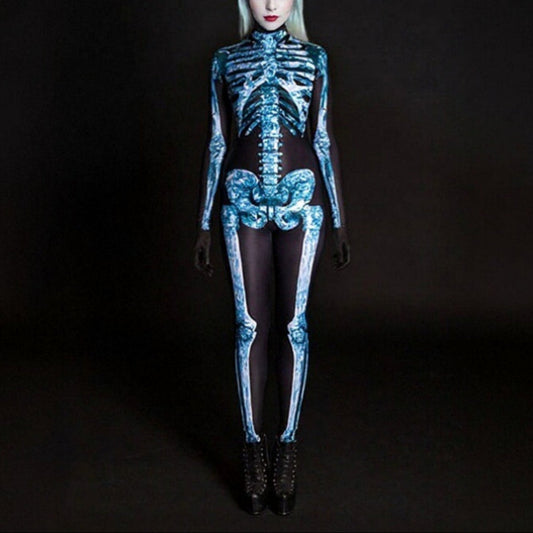 Women's Blue Skeleton Skull Jumpsuit