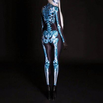 Women's Blue Skeleton Skull Jumpsuit