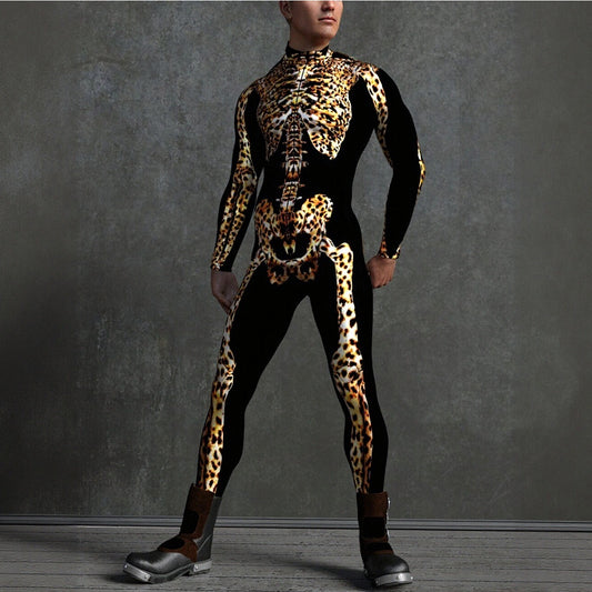 Men's Leopard Print Skeleton Bodysuits