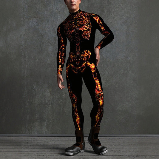 Men's Fire Style Skeleton Bodysuits